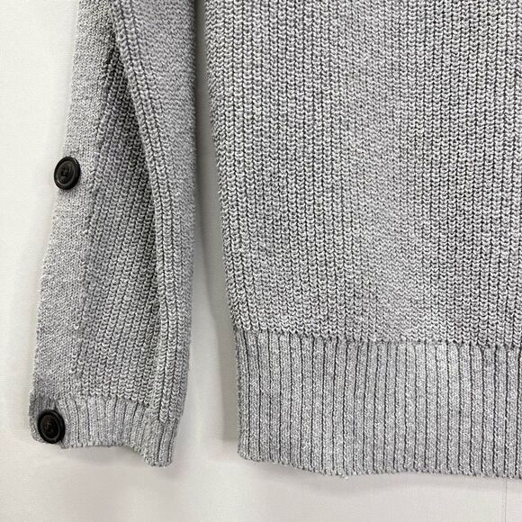 Kavu Lena Pullover Knit Sweater Light Gray Long Button Sleeves Scoop Neck Size S - Picture 2 of 5